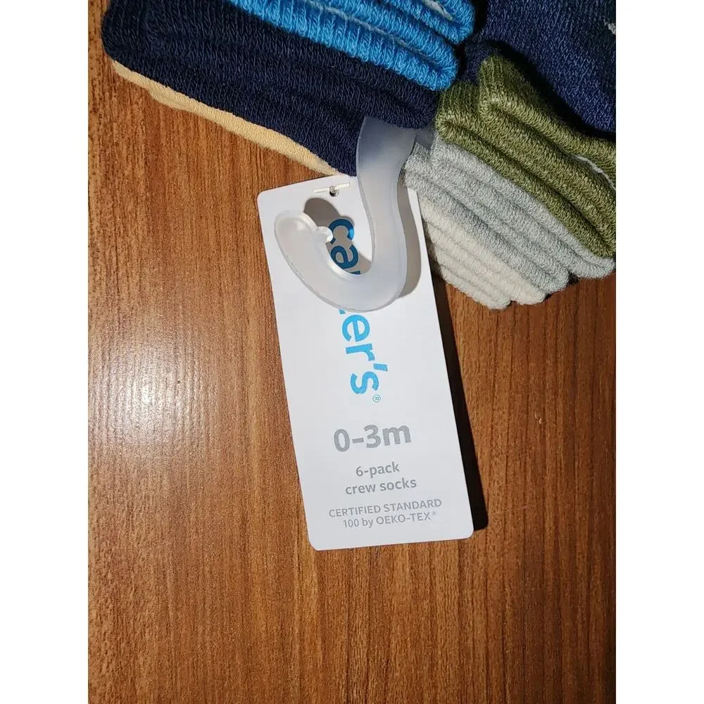 Carter Baby Boys 6 Pair Socks Multicolor Crew Socks Low 0-3 Months